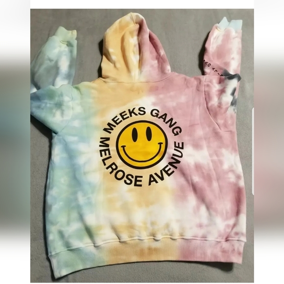 Women's Sorella Meeks Gang Melrose Smiley Face Pink Tie Dye Hoodie Sweatshirt XL - Picture 3 of 5